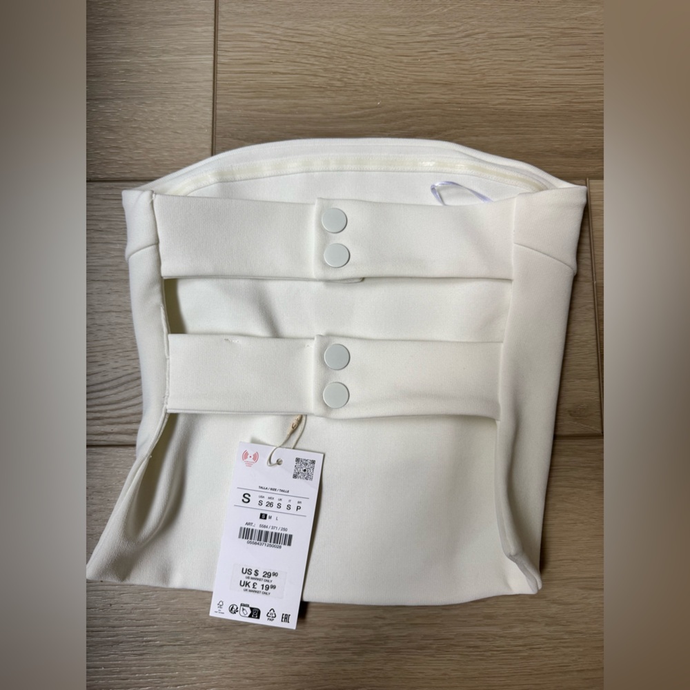 Zara White Strapless Crop Top